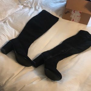 Knee high suede boots